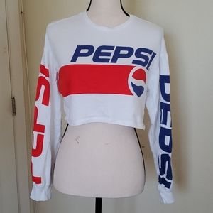 Pepsi Cropped Long Sleeve Top